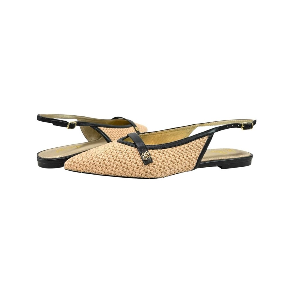 NIB Lilly Pulitzer Malia Raffia Slingback Leather Flats Sunbaked Tan Size 7